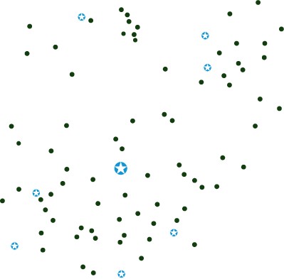 The marker layer — park locations plotted across the state