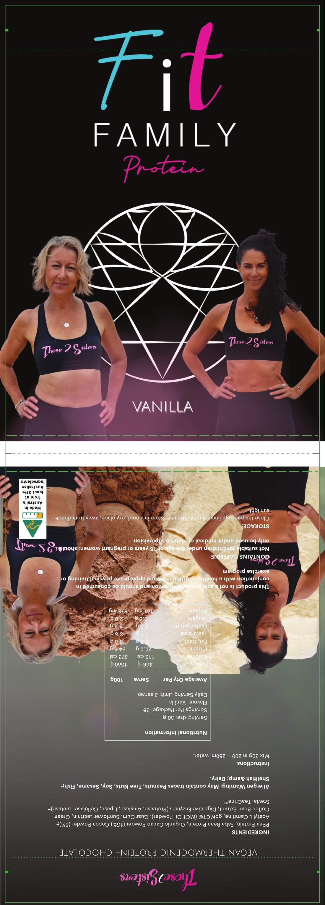 Vanilla pouch full dieline — identical structure to the Chocolate SKU