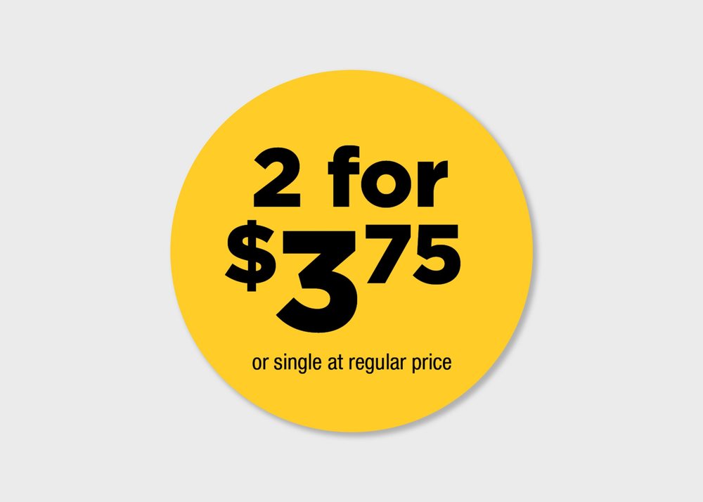 2 for $3.75 yellow sticker
