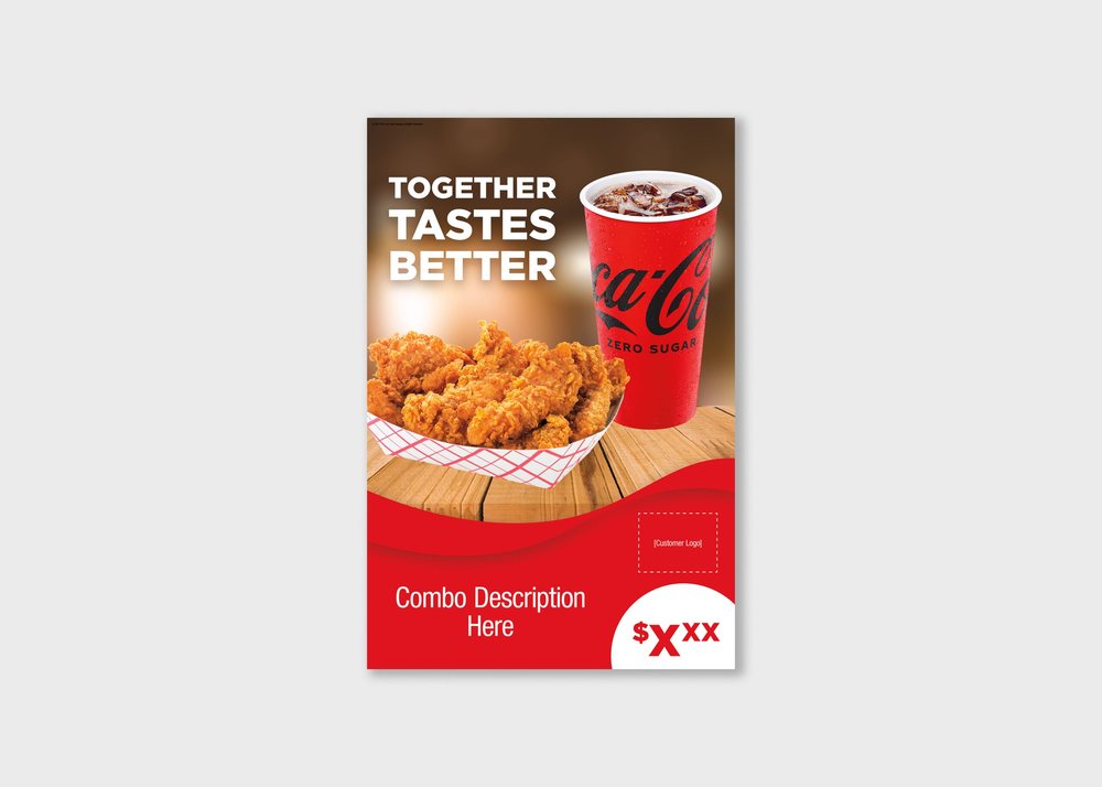 Window cling with a combo meal and Coca-Cola
