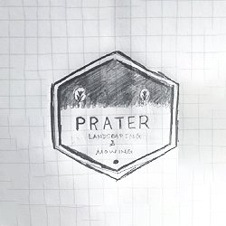 Hand-drawn hexagon badge concept for Prater Landscaping