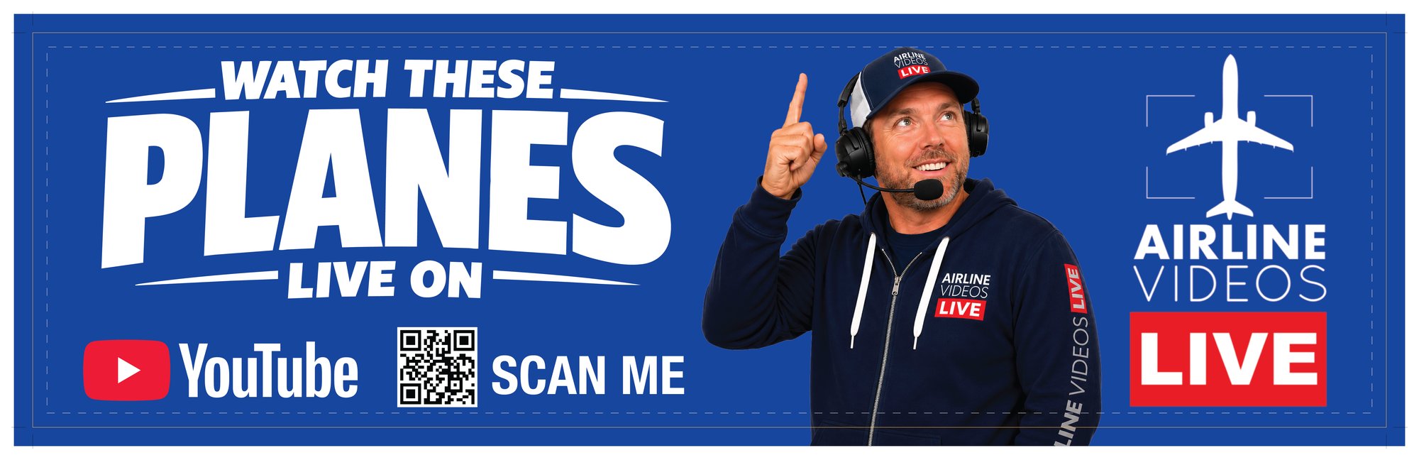 Airline Videos Live 14 by 48 foot billboard proof for Los Angeles with bleed and safety guides around a bold call-to-action layout