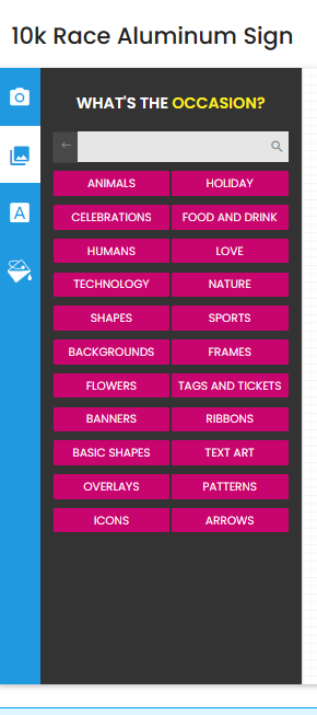In-editor asset panel showing the What's the Occasion category taxonomy