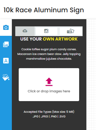 Upload panel still showing placeholder lorem-ipsum instructional copy
