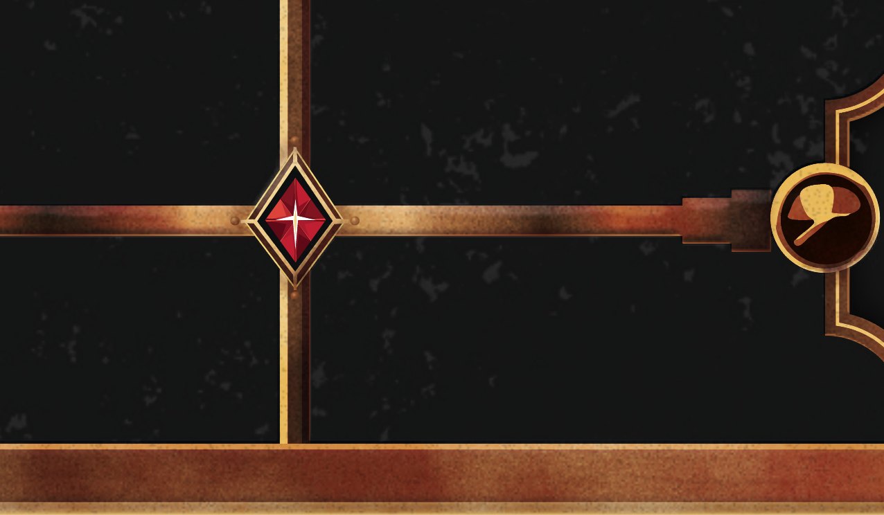 Detail of a ruby set where two bronze rails cross