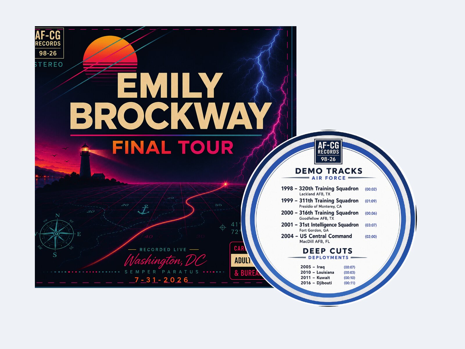 7-inch vinyl jacket front with a circular record label